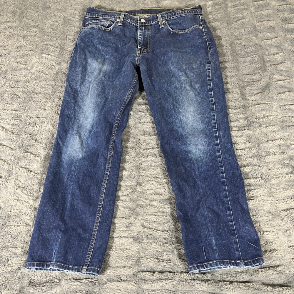 Levis 511 Slim‎ Fit Jeans Mens 36x26 Dark Wash Blue Denim Faded AP399